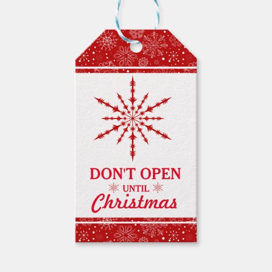 シンプル赤エレガント抽象芸術クリスマススター ギフトタグ (正面)