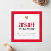 シンプル赤エレガント白美しいサロンクーポン ノートカード (正面/裏面インサイチュ)