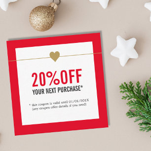 シンプル赤エレガント白美しいサロンクーポン 割引カード