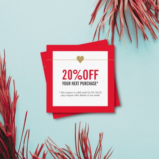 シンプル赤エレガント白美しいサロンクーポン 割引カード