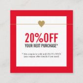 シンプル赤エレガント白美しいサロンクーポン 割引カード (正面)
