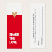 シンプル赤エレガント白金ゴールドハート紹介カード (正面&裏面)