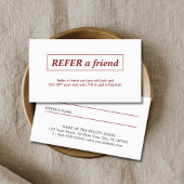 シンプル赤エレガント白Refer a Friend Card 紹介カード