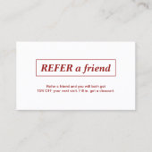 シンプル赤エレガント白Refer a Friend Card 紹介カード (正面)