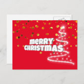 シンプル赤エレガント金ゴールドメリークリスマス シーズンポストカード (正面/裏面)