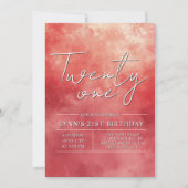 シンプル赤エレガント21歳の誕生日パーティー 招待状 (正面)