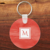 シンプル赤オレンジ色の繊細な大理石モノグラモダンム キーホルダー (正面)