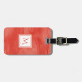 シンプル赤オレンジ色の繊細な大理石モノグラモダンム ラゲッジタグ (正面横)