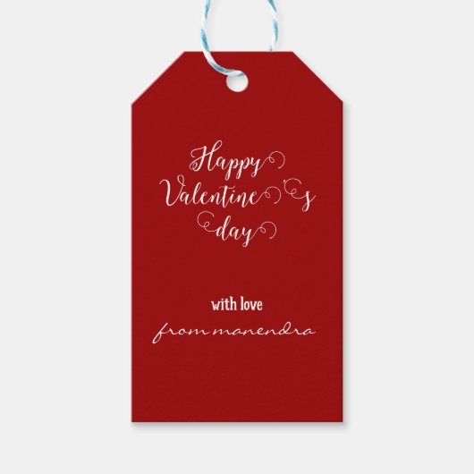 シンプル赤カスタマイズ可能なバレンタインデー ギフトタグ (正面)