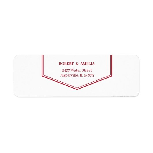 シンプル赤カスタマイズ差出人住所 ラベル (正面)