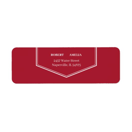 シンプル赤カスタム差出人住所 ラベル (正面)