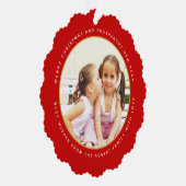 シンプル赤クリスマスの休日の写真紙 オーナメントカード (右)