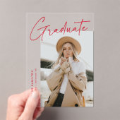 シンプル赤スクリプトアクリル卒業発表 アクリル招待状 (インサイチュ (ポータブル))