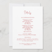 シンプル赤バラの結婚詳細囲い 招待状 (正面)