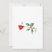 シンプル赤バラの結婚詳細囲い 招待状 (裏面)