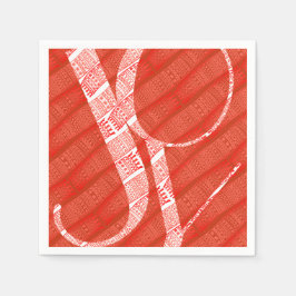 シンプル赤パタモダンーンクリスマスジョイ スタンダードカクテルナプキン