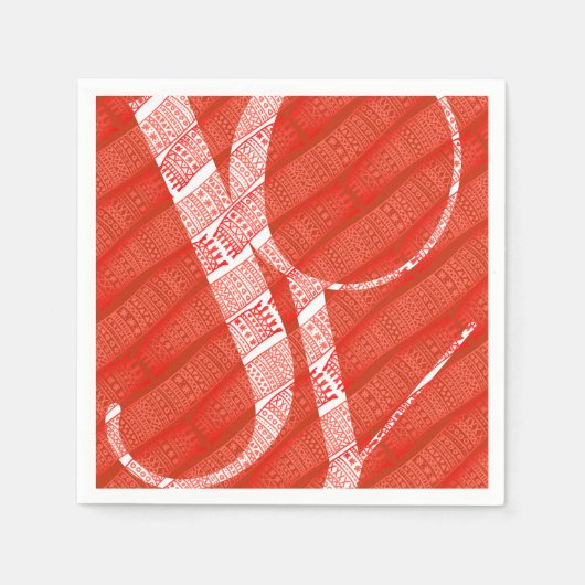 シンプル赤パタモダンーンクリスマスジョイ スタンダードカクテルナプキン (正面)