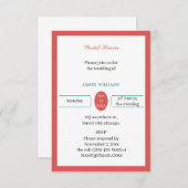 シンプル赤パーソナライズされたブライダルシャワー 招待状 (正面/裏面)