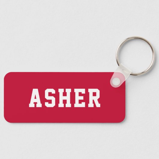 シンプル赤パーソナライズされた学校バックパック名タグ キーホルダー (正面)
