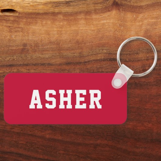 シンプル赤パーソナライズされた学校バックパック名タグ キーホルダー (正面)