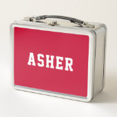 シンプル赤パーソナライズされた新学期 メタルランチボックス (正面)