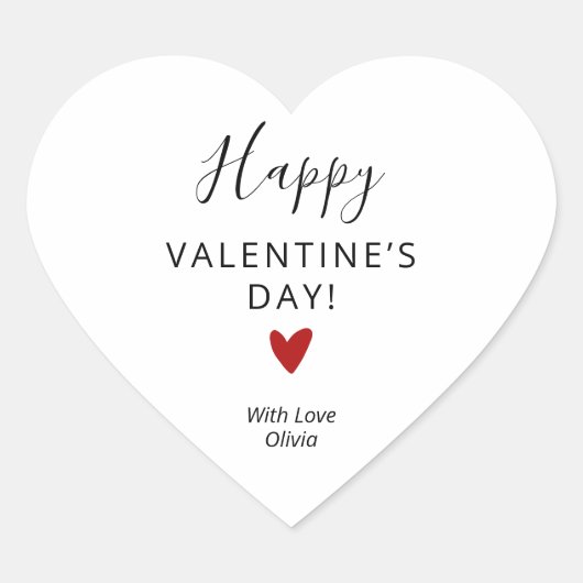 シンプル赤パーソナライズされた白バレンタインDAY ハートシール (正面)
