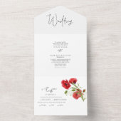 シンプル赤フローラウィンターウェディングII オールインワン招待状 (内側)