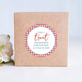 シンプル赤ブルー赤お洒落ギンガムトリート ラウンドシール