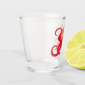 シンプル赤ベクターアートタコのシルエット ショットグラス (左)