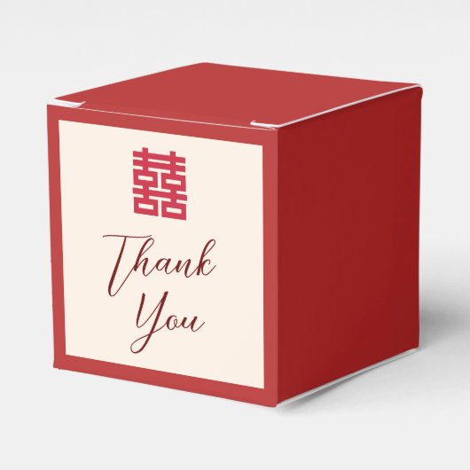 シンプル赤ベージュモダン中国のの結婚ありがとう フェイバーボックス (正面サイド)