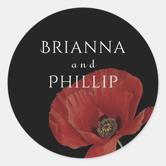 シンプル赤ポピー結婚の水 ラウンドシール (正面)