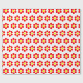 シンプル赤ミニマル黄色の花 ラッピングペーパー (フラット)