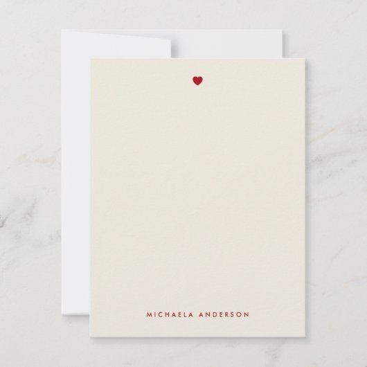 シンプル赤モダンとピンクのハート名前をカスタムする ノートカード (正面)