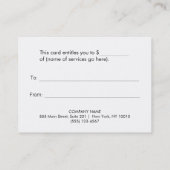 シンプル赤モダン休日ギフト証書 割引カード (裏面)