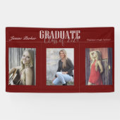 シンプル赤モダン写真卒業パーティバナー 横断幕 (横)