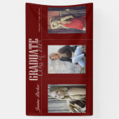 シンプル赤モダン写真卒業パーティバナー 横断幕 (縦)