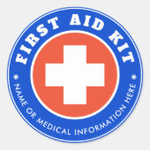 シンプル赤モダン十字ヘルスケア青オレンジ ラウンドシール (正面)