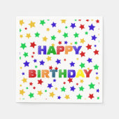シンプル赤モダン星カラフル誕生会 スタンダードカクテルナプキン (正面)