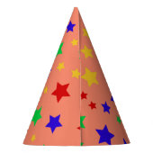 シンプル赤モダン星カラフル誕生会 パーティーハット (裏面)