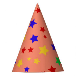 シンプル赤モダン星カラフル誕生会 パーティーハット