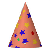 シンプル赤モダン星カラフル誕生会 パーティーハット (左)