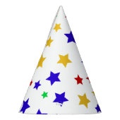 シンプル赤モダン星カラフル誕生会 パーティーハット (左)