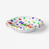 シンプル赤モダン星カラフル誕生会 ペーパーボウル (傾斜あり)