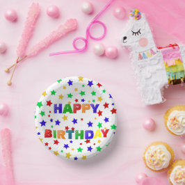 シンプル赤モダン星カラフル誕生会 ペーパーボウル