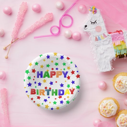 シンプル赤モダン星カラフル誕生会 ペーパーボウル (パーティー)