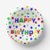 シンプル赤モダン星カラフル誕生会 ペーパーボウル (正面)