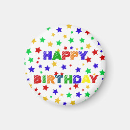 シンプル赤モダン星カラフル誕生会 マグネット