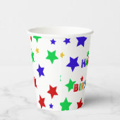 シンプル赤モダン星カラフル誕生会 紙コップ (右)