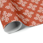シンプル赤モダン白スノーフレーククリスマス ラッピングペーパー (ロールコーナー)