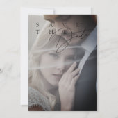 シンプル赤モダン白結婚写真 セーブザデート (裏面)